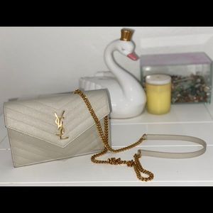 YSL cross body purse cream/white